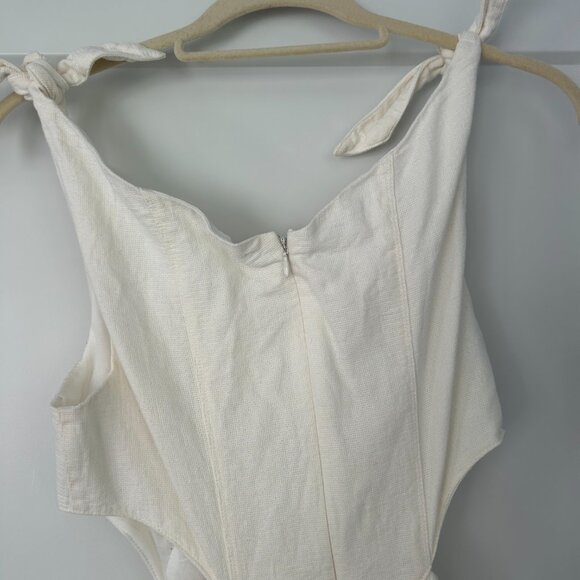 White Linen Cutout Jumpsuit - Picture 6 of 6